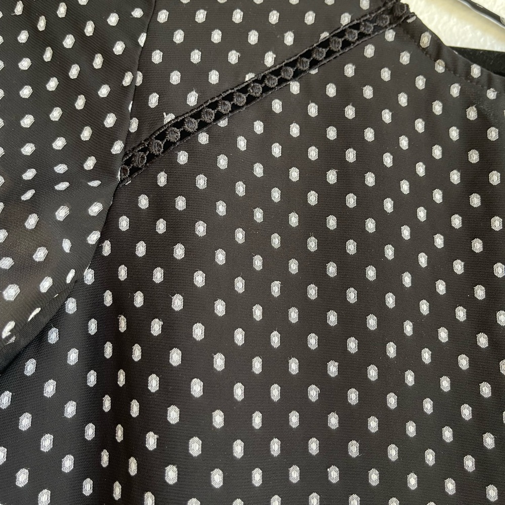LOFT Black Polka Dot Flutter Sleeve Blouse - Picture 4 of 9